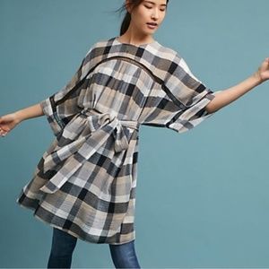 Anthro Maeve Plaid Tie-Waist Kimono Dress